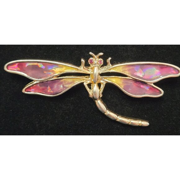 Dragonfly Enamel Goldtone Brooch Nature Insect Bugs - Picture 1 of 3
